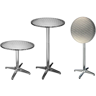 Table de bar professionnel en aluminium et acier inoxydable réglable et compacte