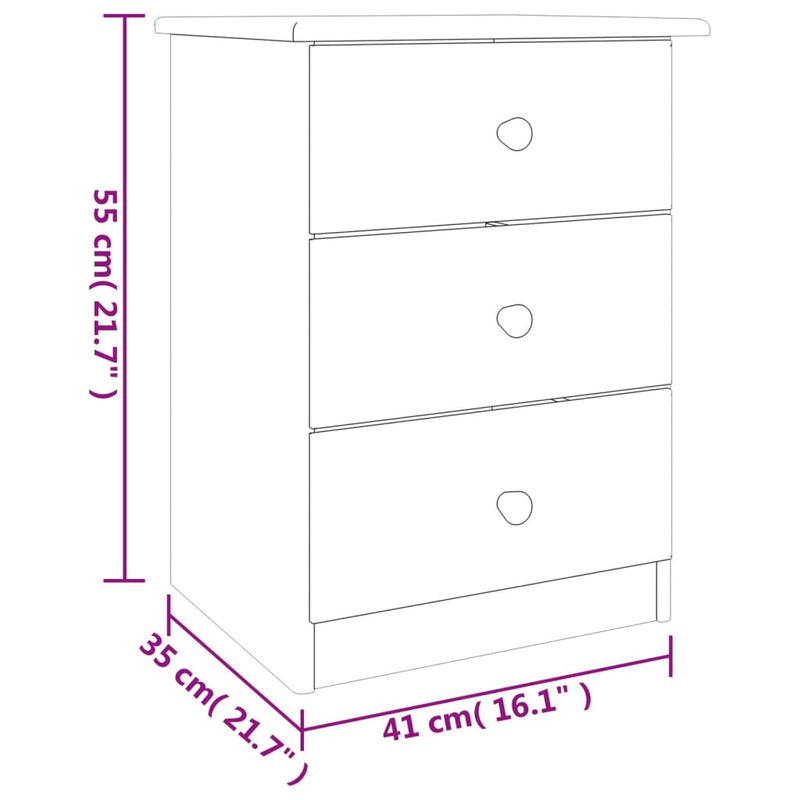 Table de chevet blanche en pin massif durable