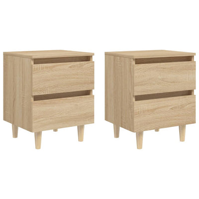 Table de chevet chic en bois de pin massif et grand rangement