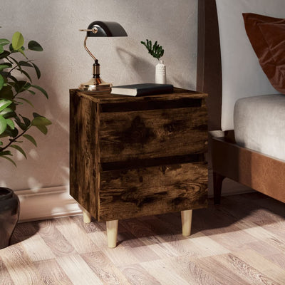 Table de chevet chic en bois de pin massif et grand rangement