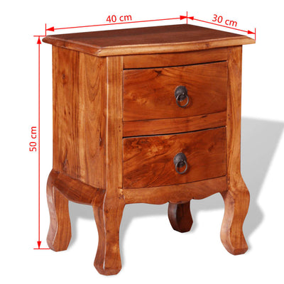 Table De Chevet Avec Tiroirs Bois D'acacia Massif