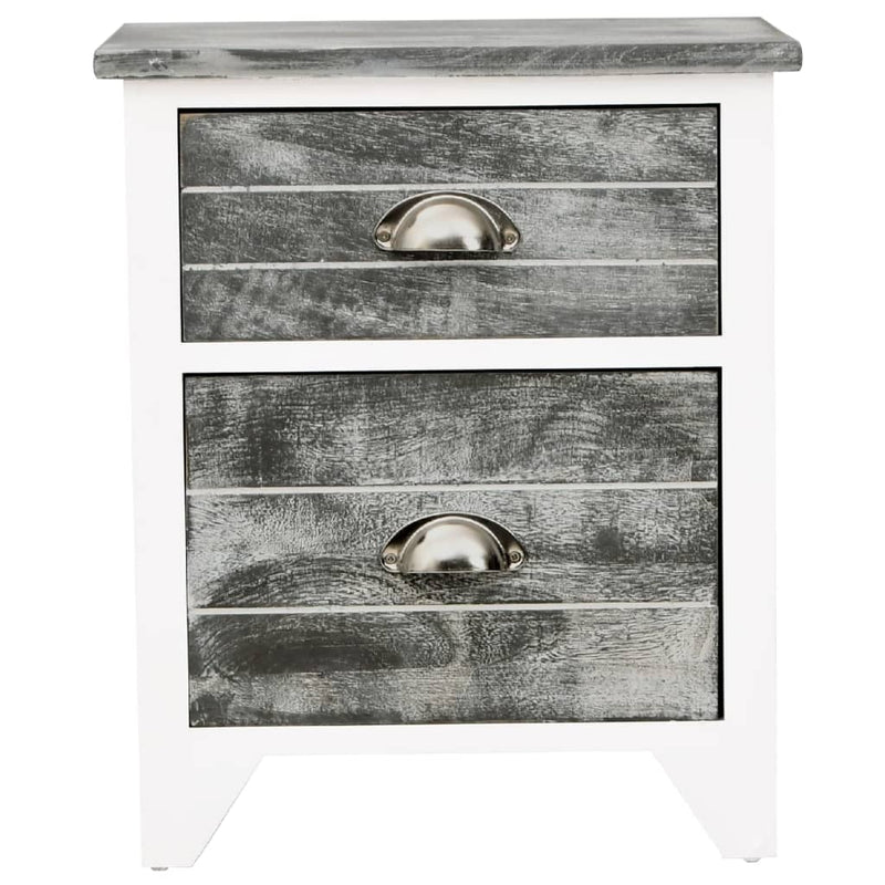 Table De Chevet Pcs Avec Tiroirs Gris Et Blanc