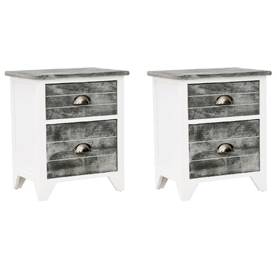 Table De Chevet Pcs Avec Tiroirs Gris Et Blanc