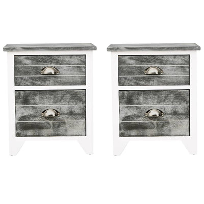 Table De Chevet Pcs Avec Tiroirs Gris Et Blanc