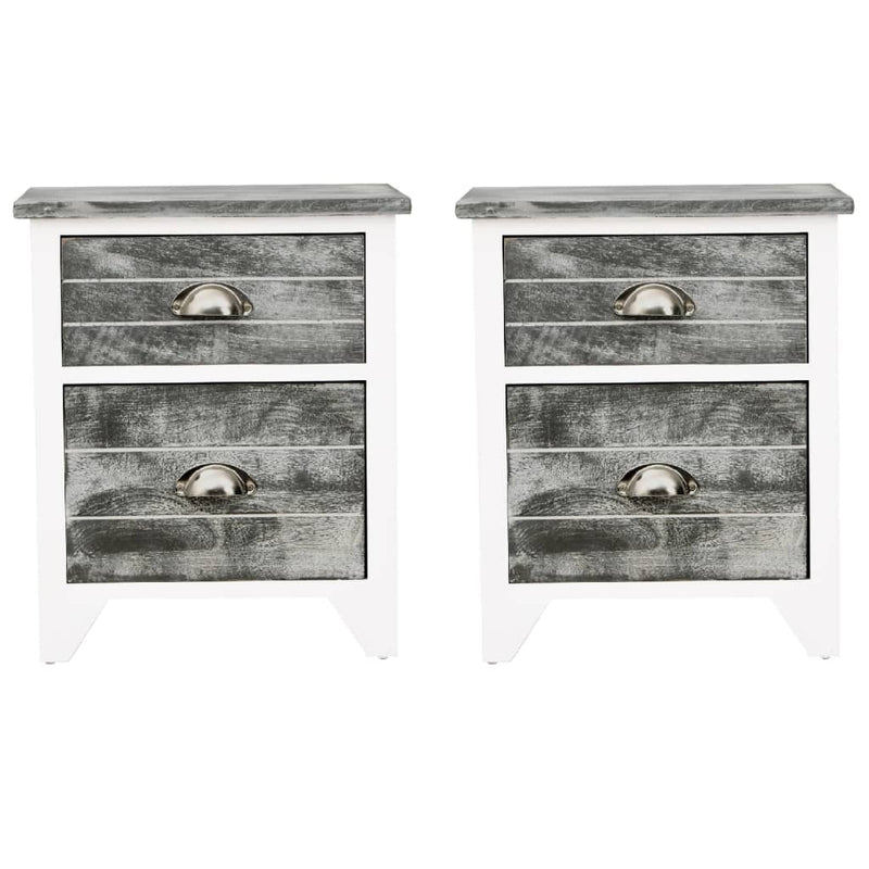 Table De Chevet Pcs Avec Tiroirs Gris Et Blanc