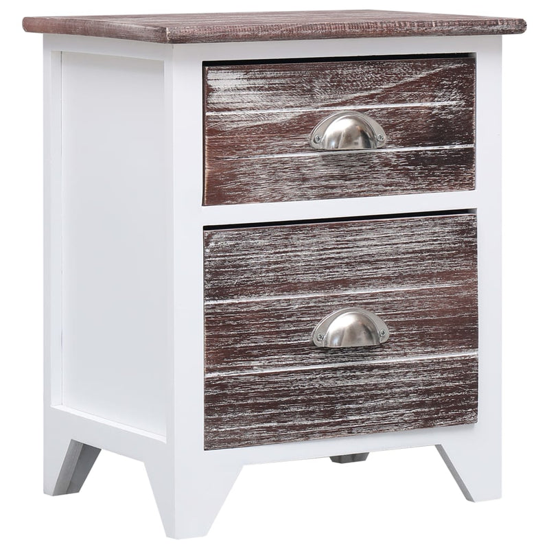 Table De Chevet Pcs Avec Tiroirs Gris Et Blanc