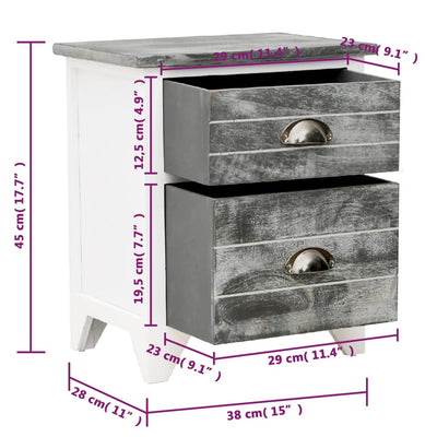 Table De Chevet Pcs Avec Tiroirs Gris Et Blanc