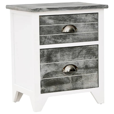 Table De Chevet Pcs Avec Tiroirs Gris Et Blanc