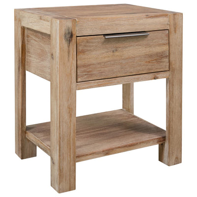 Table De Chevet Avec Tiroir 40X30X48 Cm Bois D'acacia Solide