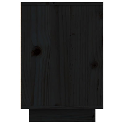 Table De Chevet Noir 50X34X50 Cm Bois De Pin Massif