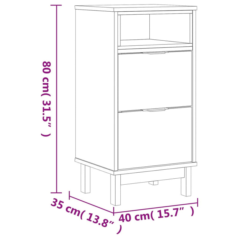 Table De Chevet Flam 40X35X80 Cm Bois De Pin Massif