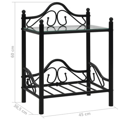 Table De Chevet Acier Et Verre Trempé 45 X 30,5 X 60 Cm