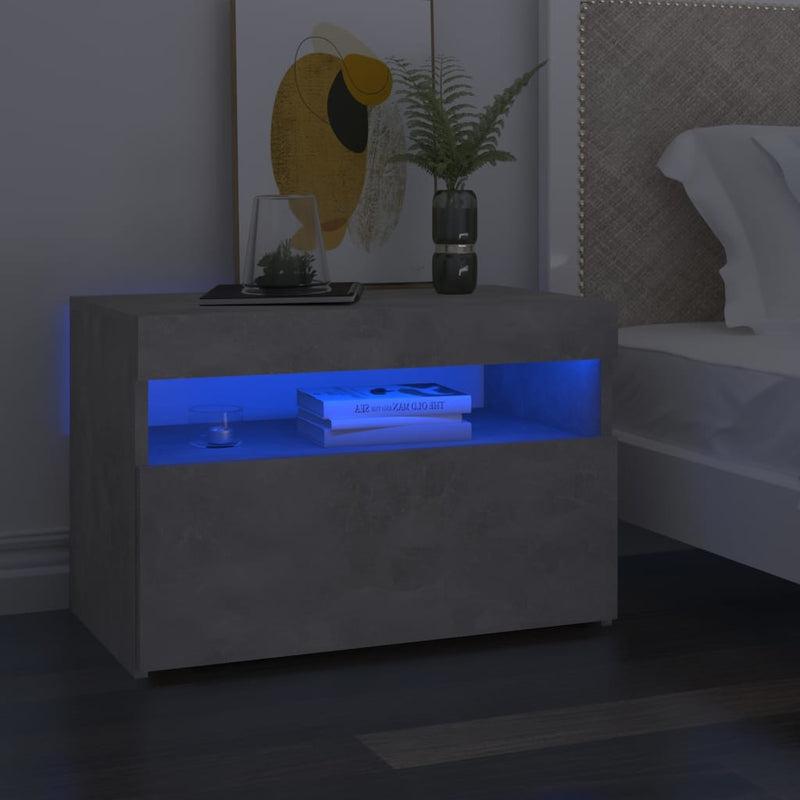 Table De Chevet Avec Lumières Led Blanc Brillant 60X35X40 Cm