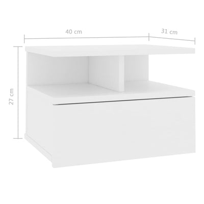 Tables De Chevet Flottantes Pcs 40X31X7 Cm Aggloméré