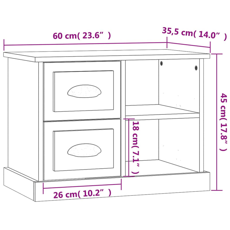 Table De Chevet Noir 60X35,5X45 Cm