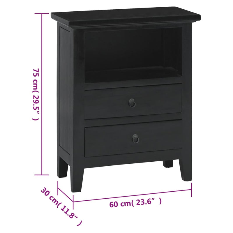 Table De Chevet Noir 60X30X75 Cm Bois D&