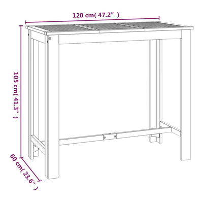 Table de jardin de style bar en acacia solide