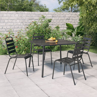 Table de jardin élégante en acier anthracite et compacte