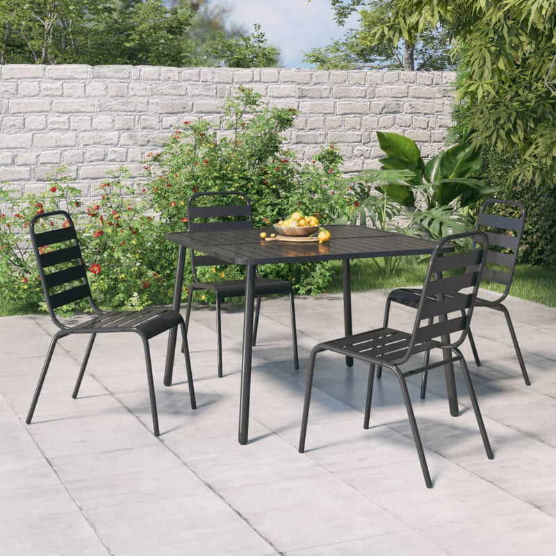 Table de jardin élégante en acier anthracite et compacte