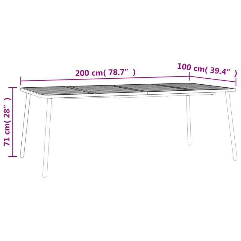 Table de jardin élégante en acier anthracite et compacte