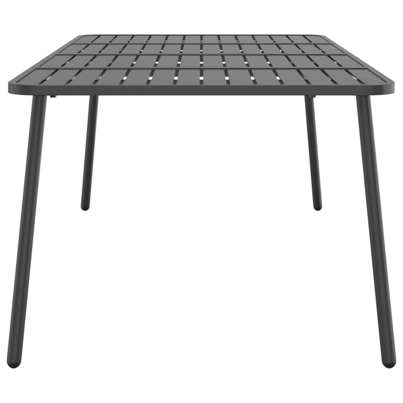 Table de jardin élégante en acier anthracite et compacte