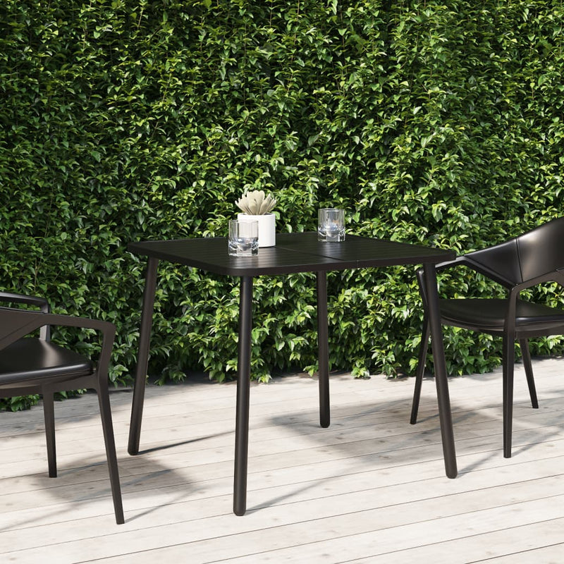 Table de jardin élégante en acier anthracite et compacte