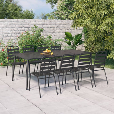 Table de jardin élégante en acier anthracite et compacte