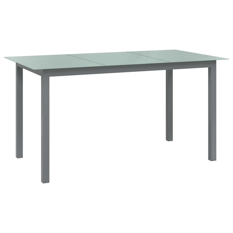 Table de jardin en aluminium et verre gris clair compacte