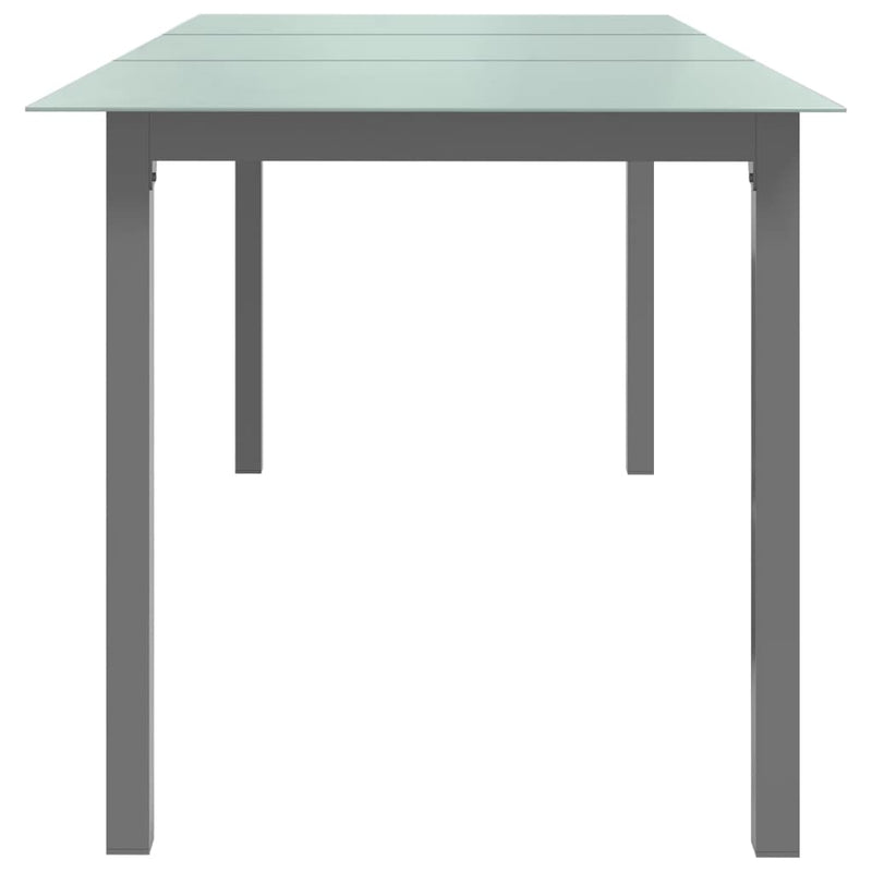 Table de jardin en aluminium et verre gris clair compacte