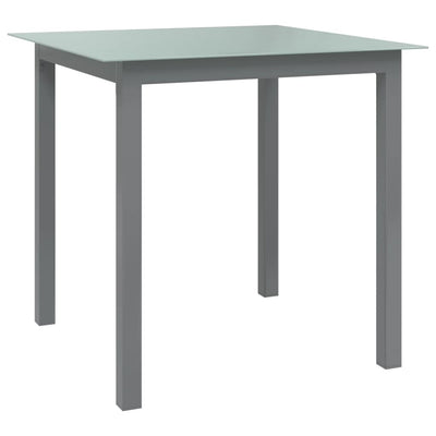 Table de jardin en aluminium et verre gris clair compacte