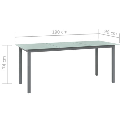 Table de jardin en aluminium et verre gris clair compacte