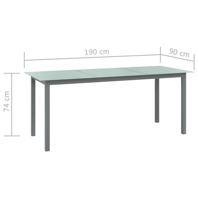 Table de jardin en aluminium et verre gris clair compacte