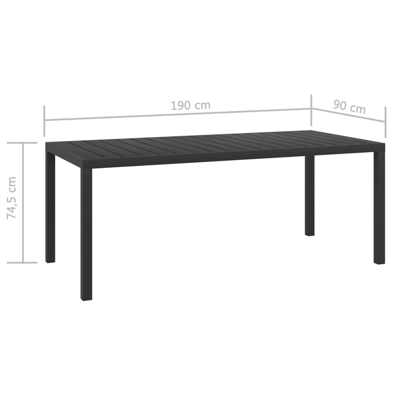 Table de jardin en aluminium et wpc noir élégante