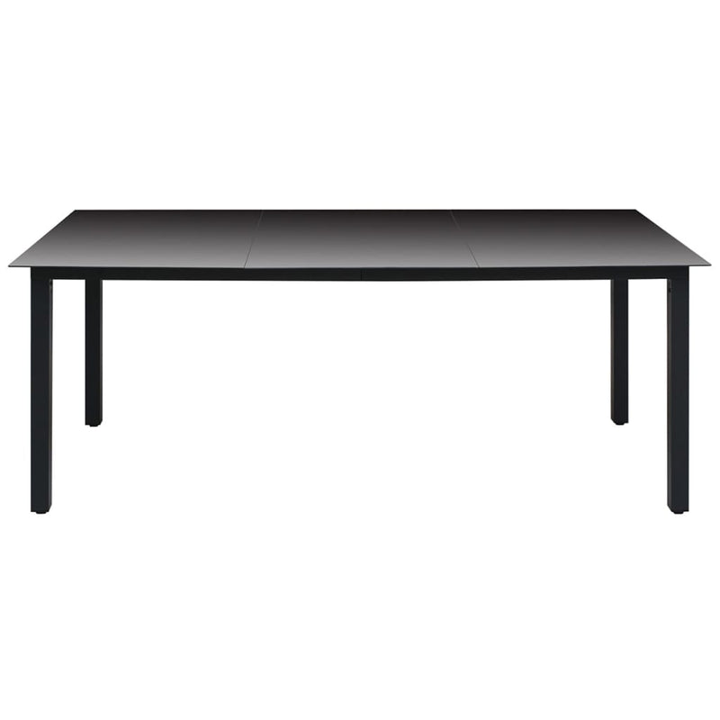 Table de jardin en aluminium noir avec plateau en verre