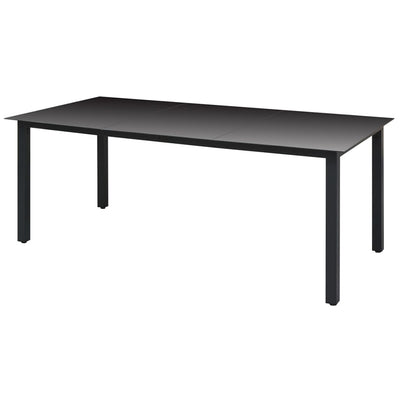 Table de jardin en aluminium noir avec plateau en verre