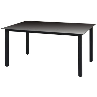 Table de jardin en aluminium noir avec plateau en verre