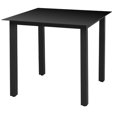 Table de jardin en aluminium noir avec plateau en verre