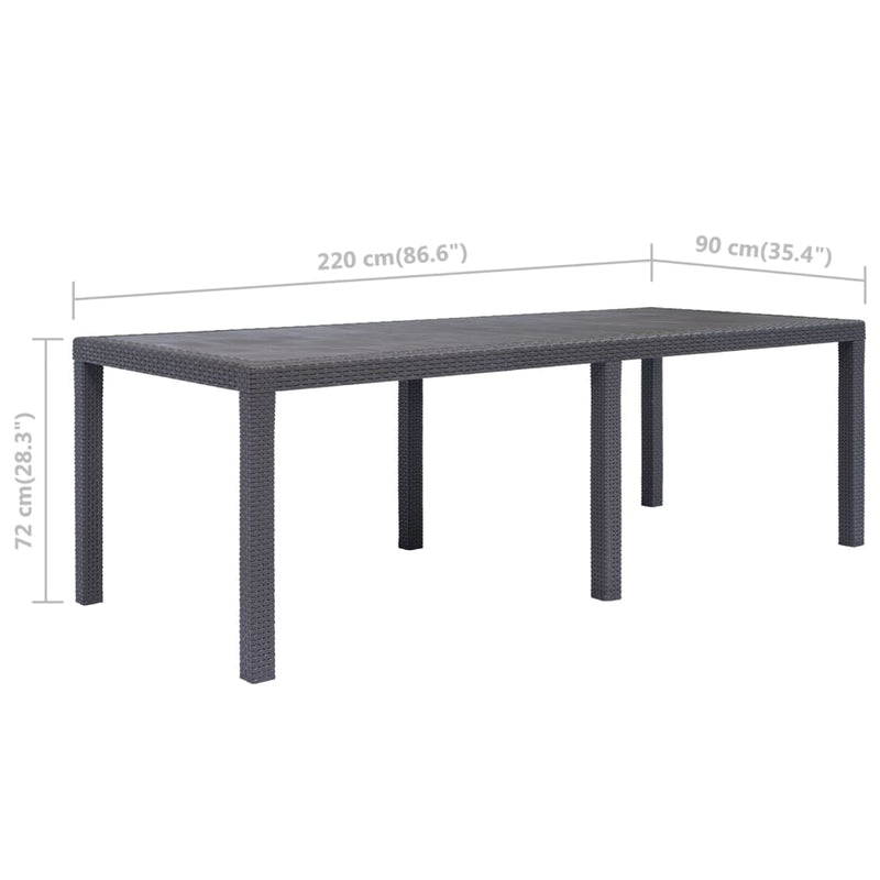 Table de jardin en plastique marron aspect rotin