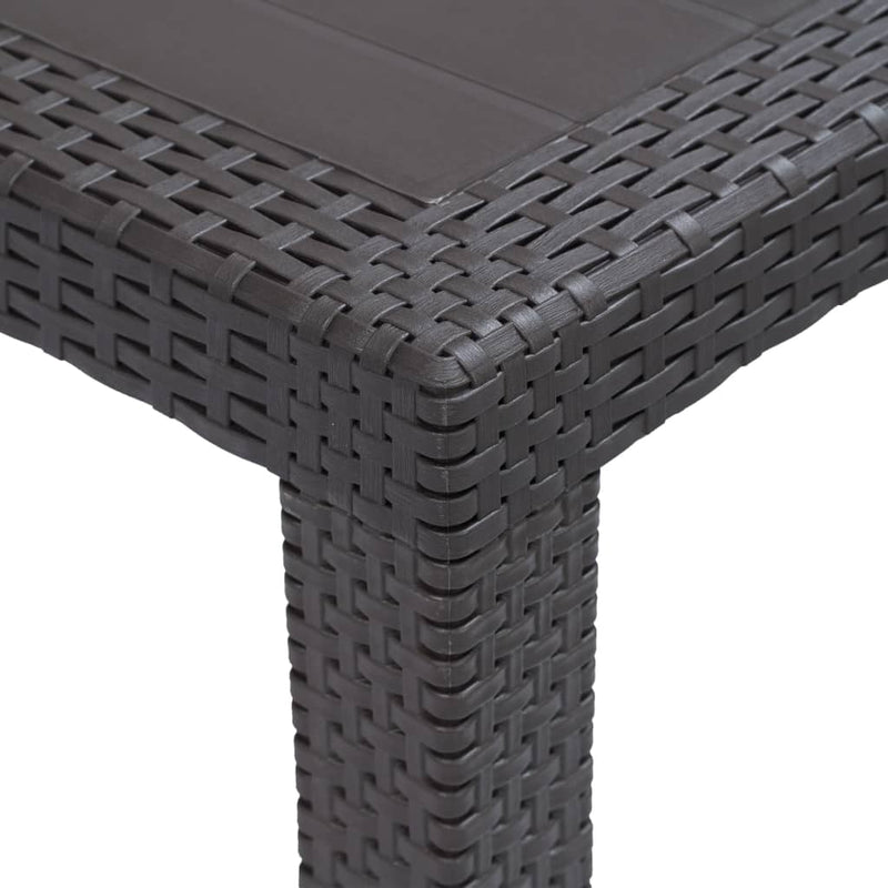 Table de jardin en plastique marron aspect rotin