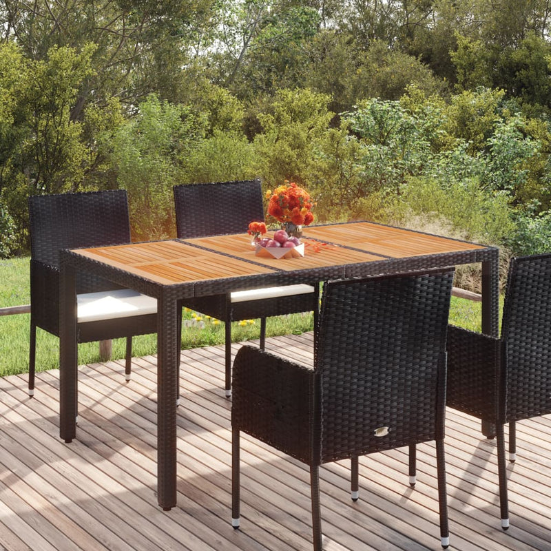 Table de jardin en résine tressée avec dessus en verre noir