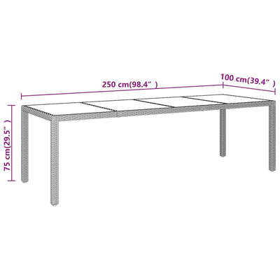 Table de jardin marron en résine tressée et verre