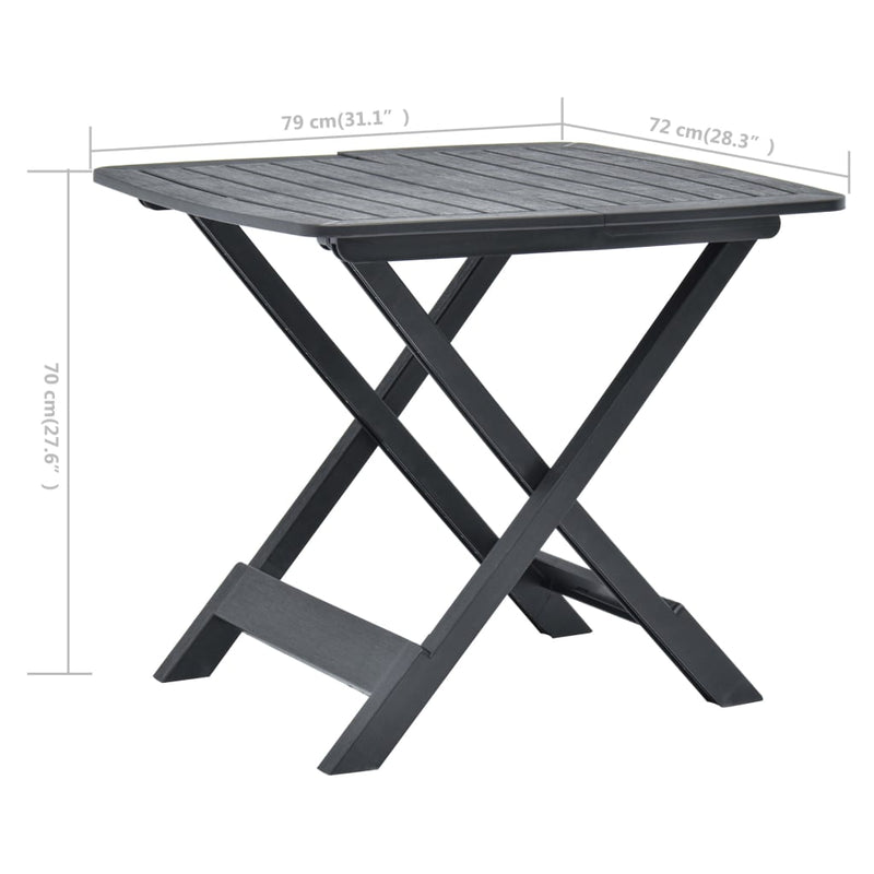 Table de jardin pliable et solide en plastique de couleur anthracite