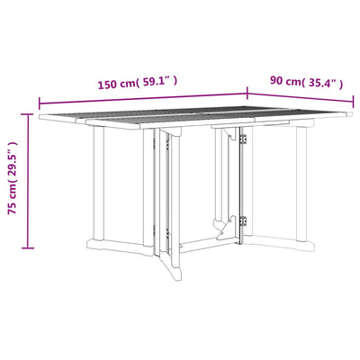 Table de jardin pliante papillon en teck massif