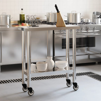 Table de travail mobile pour cuisine en acier inoxydable avec une qualité professionnel