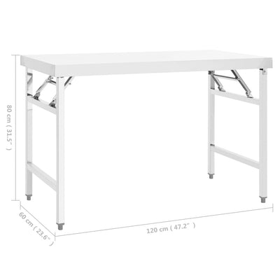 Table de travail pliable pour cuisine en aluminium et en acier inoxydable