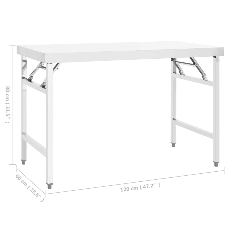 Table de travail pliable pour cuisine en aluminium et en acier inoxydable