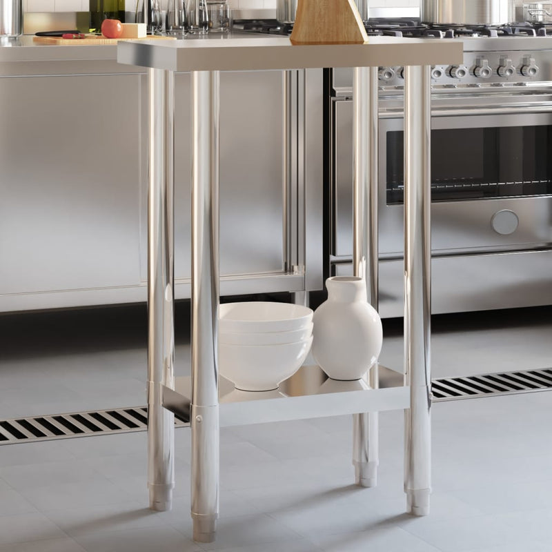 Table de travail pour cuisine en acier inoxydable