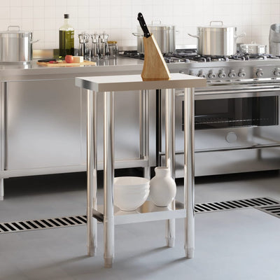 Table de travail pour cuisine en acier inoxydable