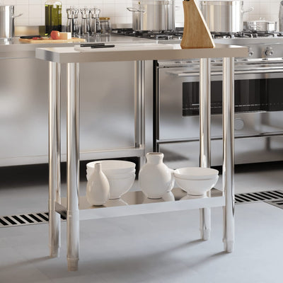 Table de travail pour cuisine en acier inoxydable