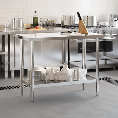 Table de travail pour cuisine en acier inoxydable haut de gamme